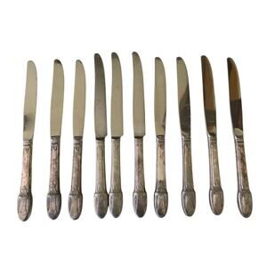 Antique 1847 Rogers Bros. Silver Plated Dinner Knives First Love Set of 10